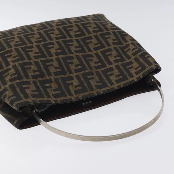 FENDI Zucca Canvas Hand Bag Black Brown Auth 129930 - Picture 8 of 16
